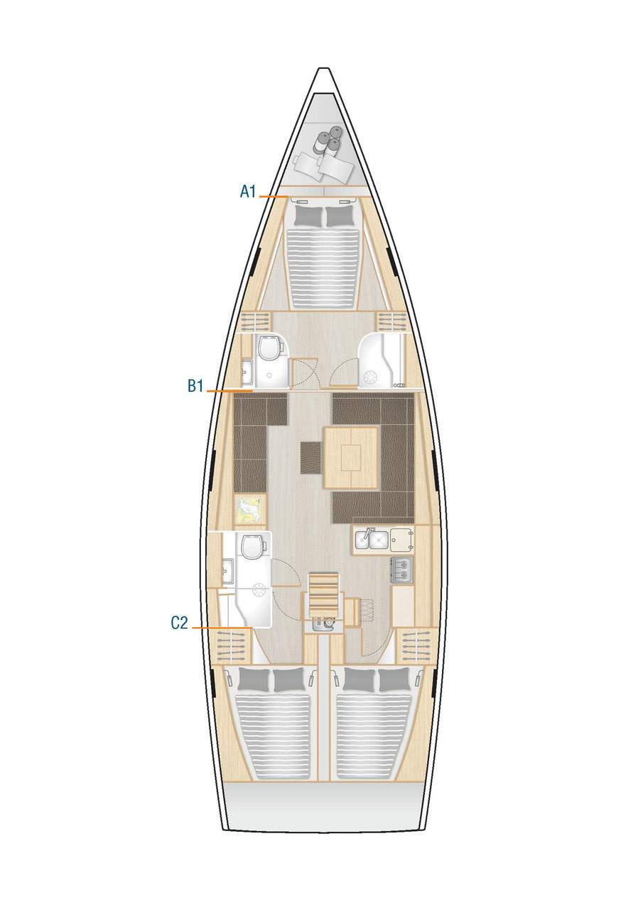 Hanse 458 - 3 cab. - Yacht Charter Biograd na Moru & Boat hire in Croatia Zadar Biograd Biograd na Moru Marina Kornati 3